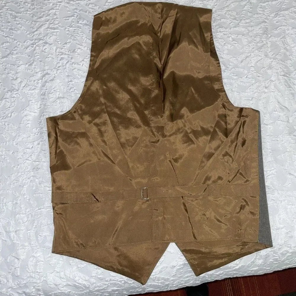 LEVIS Panatela Sportswear Vintage Vest‎ Brown Wool Front Medium Gold Buttons